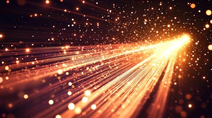 Obraz premium Abstract glowing light streaks and particles converging to a bright point.