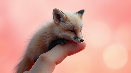 Obraz premium Adorable Baby Fox Kit in Hand Wildlife Nature Cute Animal