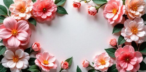 Artificial flower wall with delicate petals and leaves, garden theme, floral design, floral patterns