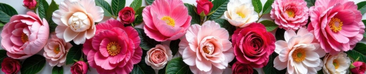 Artificial flower wall installation with peonies, roses and hydrangeas, decorative accents, floral arrangement, home decor