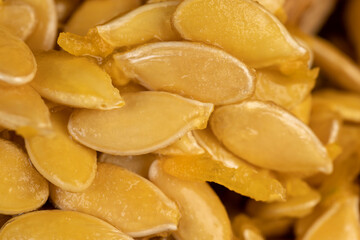 wet fresh seeds of ripe orange pumpkin