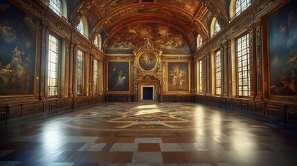 Obraz premium Grand Historic Hall with Lavish Decorations and Stunning Artwork : Generative AI