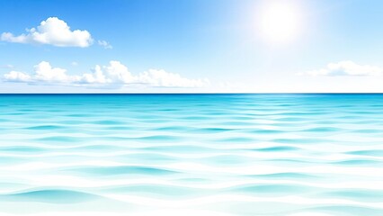 Serene Ocean Seascape Calm Water Blue Sky White Clouds