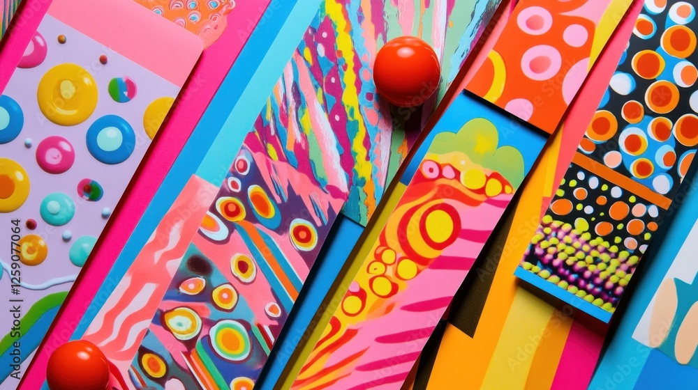 Aufkleber abstract colorful pattern with red spheres