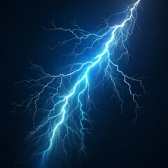 Blue Lightning Strike Digital Art, Branching Pattern, Energy Concept, Thunderstorm, Electricity Lightning, Storm