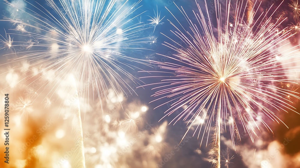 Poster stunning fireworks display illuminating the night sky in colorful splendor : generative ai