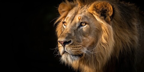 Majestic Lion Profile Golden Hour Lighting, Close-up Composition, Wildlife Portrait, Lion Photography Lion, Wildlife photography