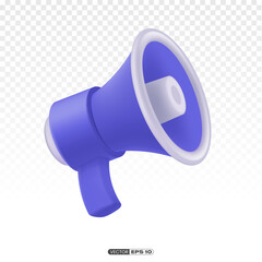 blue purple 3D megaphone icon.