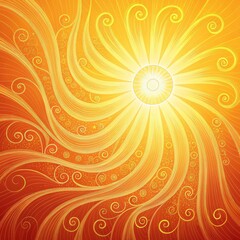 Obraz premium Sunburst Swirl Orange and Gold Abstract Art, sun, energy