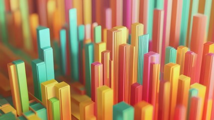Fototapeta premium Vibrant Abstract Cityscape: A Colorful Geometric Landscape of Towers