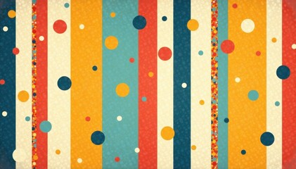 Bold stripes and polka dots create a playful and eye-catching pattern on a vintage-inspired surface, , Polka dots, Graphic art