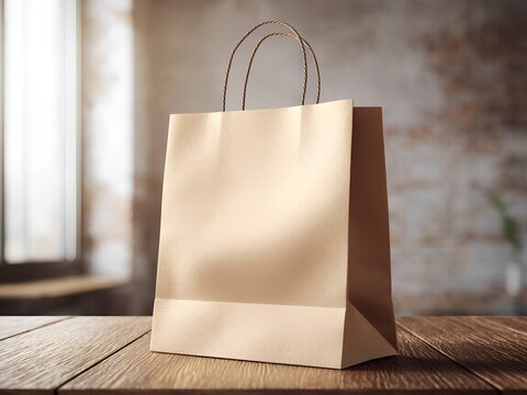 Mockup de bolsa de papel personalizable para tiendas generada con ai.