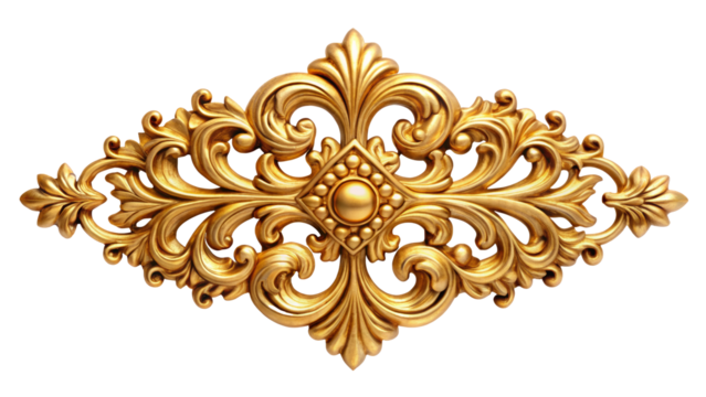 Golden ornamental design png, transparent background
