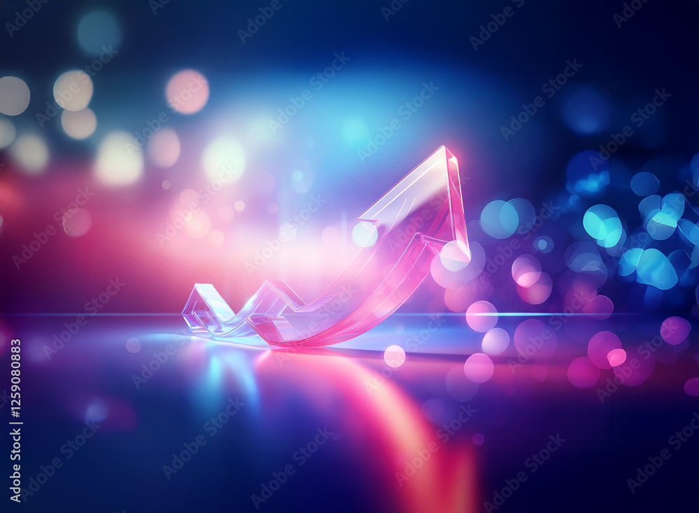 Aufkleber a luminous arrow ascends against a backdrop of blurred, vibrant bokeh lights, creating a double expo