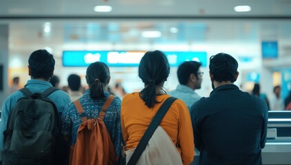 Fototapeta premium Waiting at the Airport: Passengers Await Their Departure