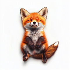 Obraz premium Fuchs in entspannter Pose mit fröhlichem Gesichtsausdruck