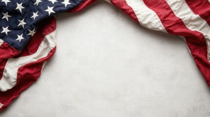 Fototapeta premium American flag border, textured background, copy space, patriotic design, holiday template