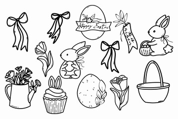 hand drawn easter set