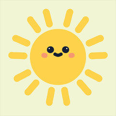 a cute smile sun design art vector