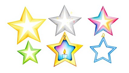 Obraz premium Colorful Star Shapes Festive Holiday Decoration Design Elements