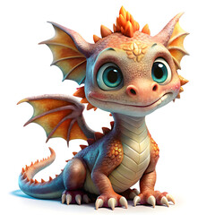 Obraz premium cute cartoon dragon on the white background