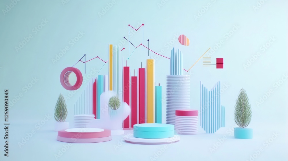 Aufkleber abstract data visualization: minimalist geometric presentation with charts