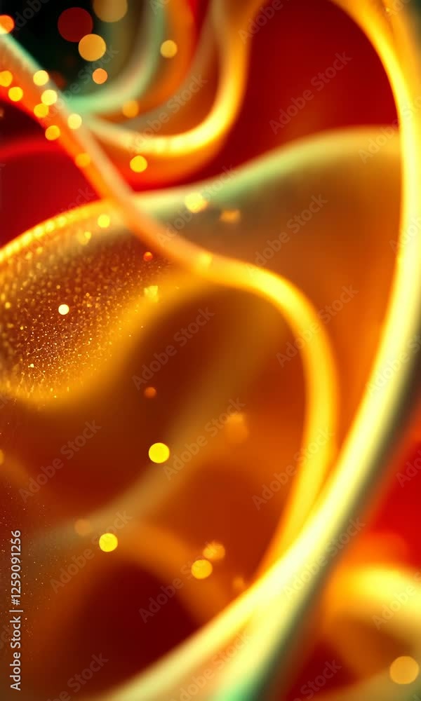 Poster abstract golden swirls with bokeh lights elegant background design