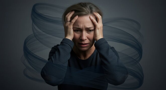 A person burdened by shadows, representing mental confusion.
