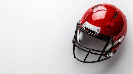 Glossy red football helmet on a clean surface, showcasing design and craftsmanship