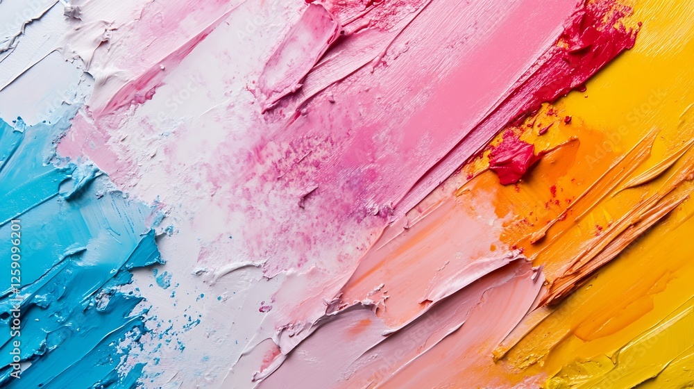 Aufkleber Vibrant and Colorful Abstract Texture of Oil Paint on Canvas Rich with Artistic Expression : Generative AI