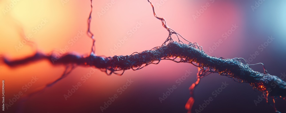 Poster abstract twisted fiber in vivid light with bokeh background