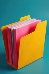Colorful folder with papers inside, folders, office supplies, organizer