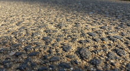 Close-up of Rough Asphalt Road Surface with Gravel and Texture