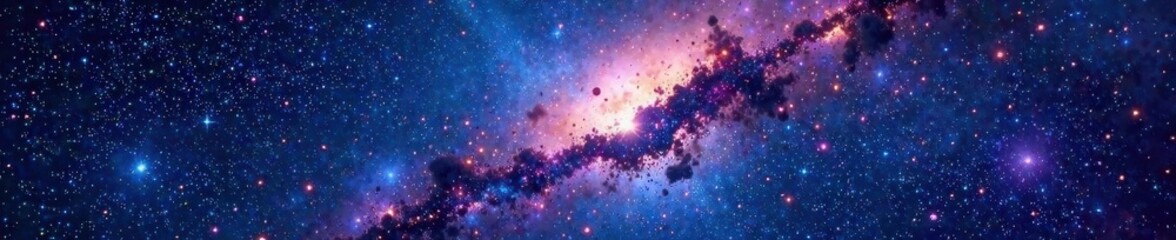 Naklejka premium Cosmic celestial night sky with many stars and galaxies in the background, twinkling, night, dark