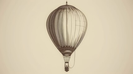 A beautifully etched vintage hot air balloon with ornate details and classical rigging, capturing the essence of early aviation and exploration in a timeless artistic style. AI generated.