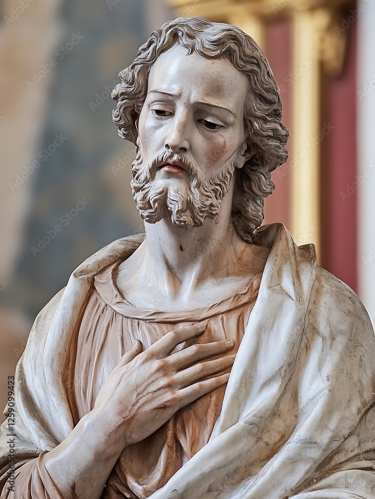 Aufkleber Artistic sculpture of a serene figure with intricate details capturing a moment of reflection and emotion : Generative AI