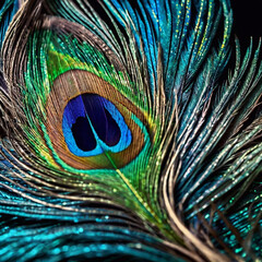 Obraz premium Patterns on bird feathers capturing the elegance and shimmer of a natural peacock plume