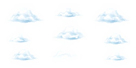 Soft Blue Clouds Sky Watercolor Background Texture Design Element Seamless Pattern Nature White