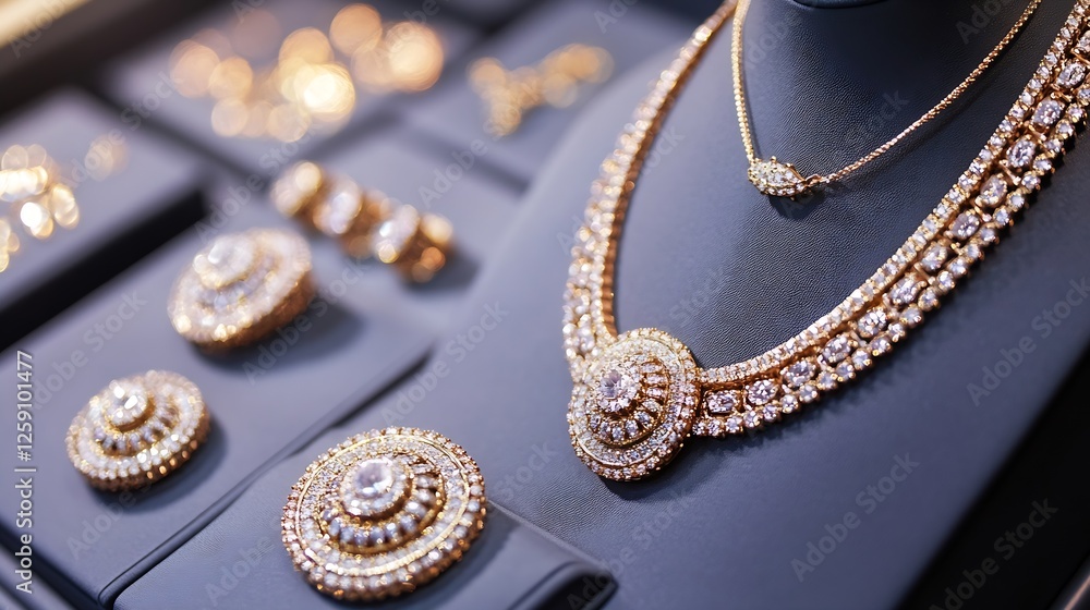 Poster elegant display of luxury gold jewelry set with sparkling diamonds for timeless style : generative a