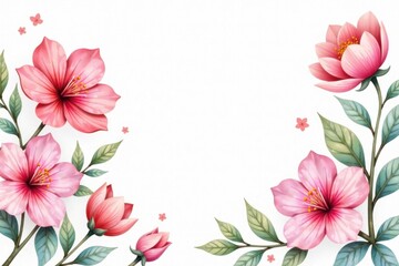 Delicate watercolor blooms on a white background, watercolor floral, soft colors, botanical