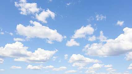 Beautiful Blue Sky with Fluffy White Clouds Background