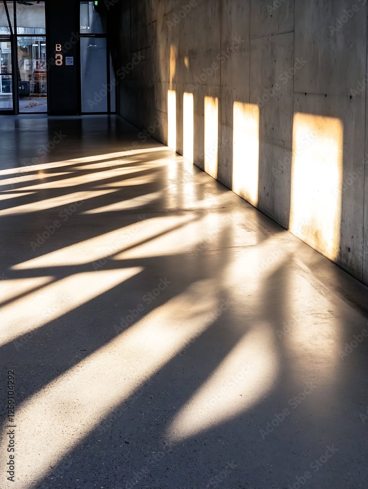 Aufkleber light and shadow play on a concrete floor creating an artistic and minimalist atmosphere : generativ