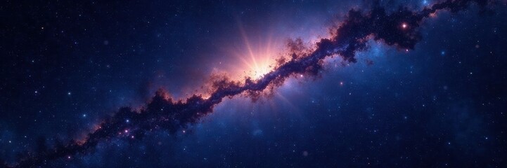 Naklejka premium Deep celestial expanse with countless twinkling stars and dark canvas of space, night sky, vastness, asteroid