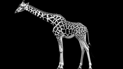 Naklejka premium Elegant Giraffe Silhouette - Majestic Standing Pose in Black and White