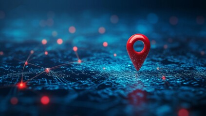 Digital map marker pinpointing location with network connections