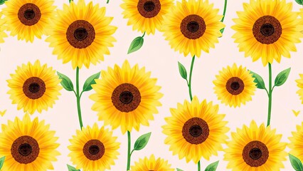 Cheerful Sunflower Pattern Summer Floral Background