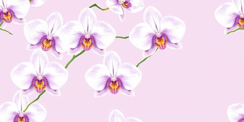 Elegant Lavender Orchids Floral Pattern Botanical Illustration Nature Background