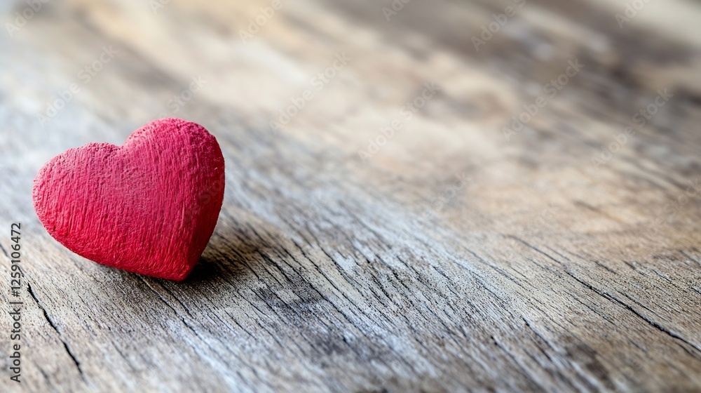 Poster red heart shape on a wooden surface symbolizing love and affection : generative ai