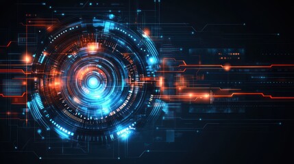 Fototapeta premium Abstract technology background with glowing circuit board and digital data.