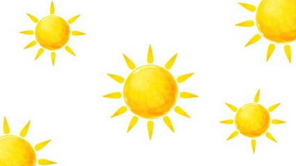 Watercolor Sun Pattern Summer Bright Yellow Sunshine Joyful Happy Holiday Design Texture Background
